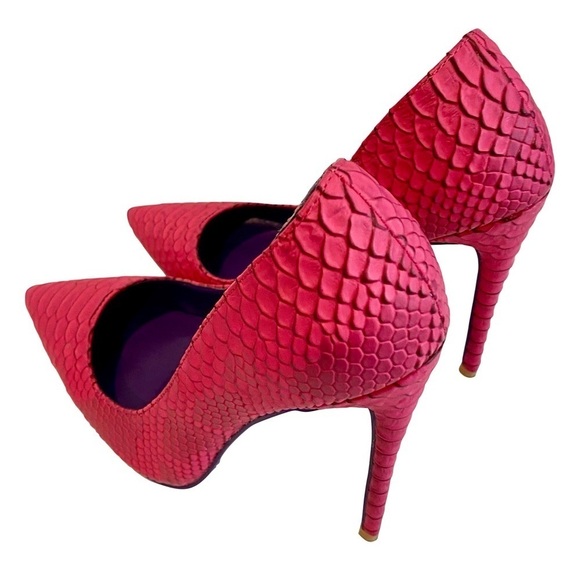 NWOTB - Meelys Hot Pink Faux Snakeskin Embossed Pumps High Heels Size 6.5 - Picture 4 of 9